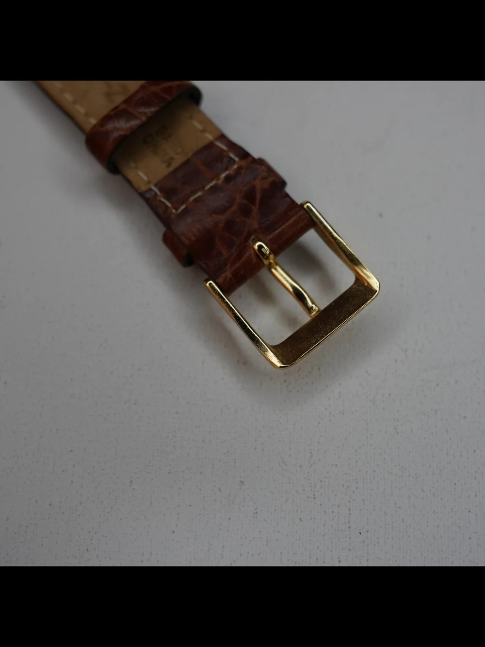 Original Seiko CALF-Z18 18mm Brown Crocodile-Embossed Leather Strap Buckle